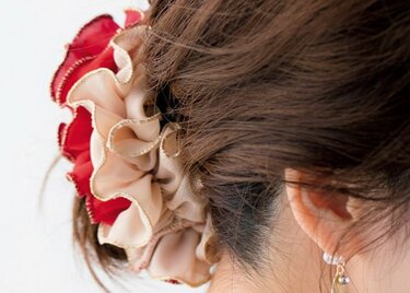 茶色のシフォンシュシュ(ゴム入れ換え可能) さむ