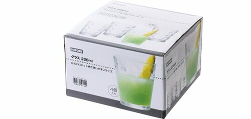 ニトリ:ガラス製グラス　220ml　4個セット