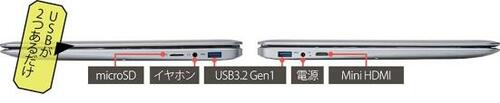 コストダウンのためかUSBポートは最小限です イメージ