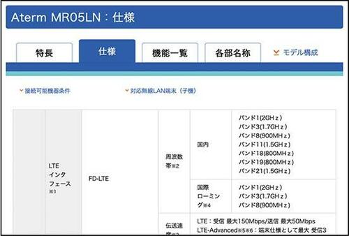 ポイント1【通信】対応回線とバンドが豊富な方がベター