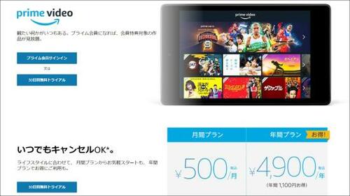 月額500円でバランスよし!「Amazon Prime Video」 イメージ