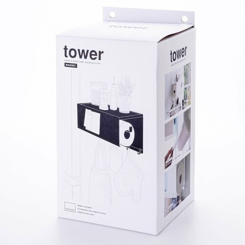 ペーパータオルホルダーおすすめ 山崎実業 tower マグネットトレー付き キッチンペーパーホルダー 4098 イメージ2