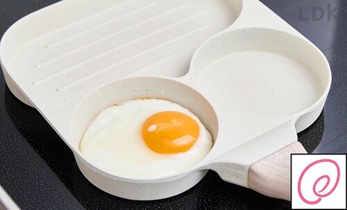 スペースが3つあっても焼きムラが少ない 仕切りつきフライパンおすすめ イメージ