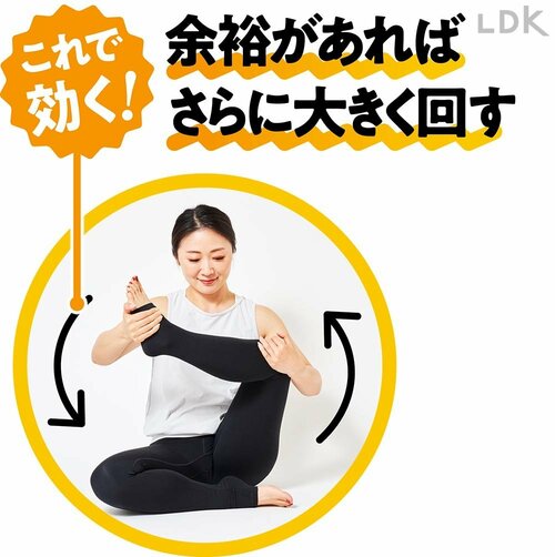 余裕があればさらに大きく回す ズボラストレッチおすすめ イメージ2