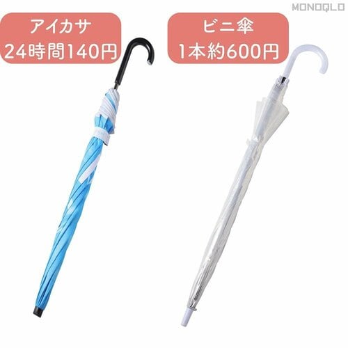 急な雨でビニール傘を買うあのムダな出費が激減します！ レンタル傘おすすめ イメージ