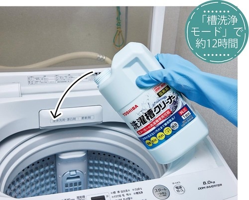 手順1：朝一で洗濯槽にクリーナーを投入 イメージ