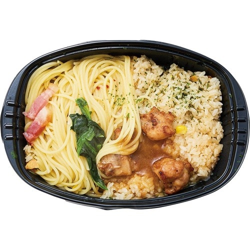 ワンプレート冷食おすすめ トップバリュ ガ・ガ・ガっと食べるペペロンチーノ&ガーリックライス、チキンのせ イメージ2