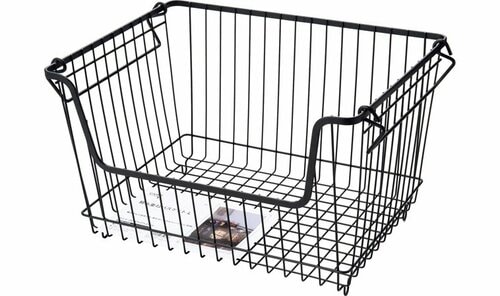 カインズ:積み重ねバスケットＬ ブラック:カゴ収納