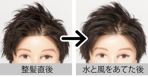 霧吹きの水とドライヤーの風にもびくともしない！ イメージ