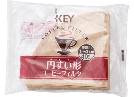 キーコーヒー:円すい形コーヒーフィルター 無漂白（40枚入）:コーヒー用品