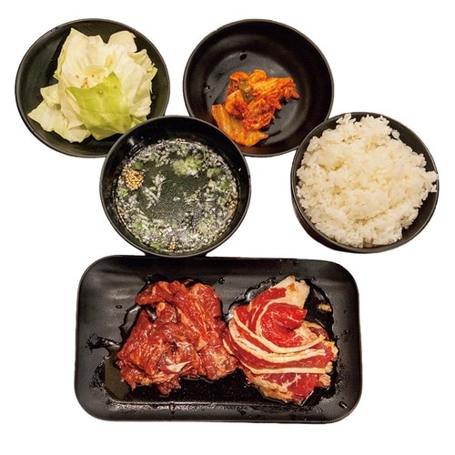 焼肉ランチおすすめ 富士達 七輪焼肉 安安 カルビ・ハラミ定食 200g イメージ