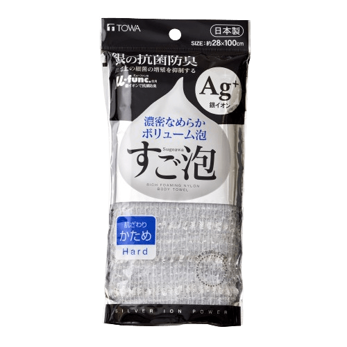 ボディタオルおすすめ 東和産業 すご泡 銀抗菌ナイロンタオル かため イメージ1
