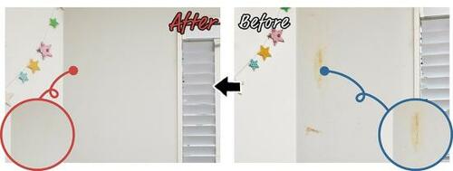 【ハウツー2】壁の謎シミはキッチンペーパーで叩いて落とす イメージ