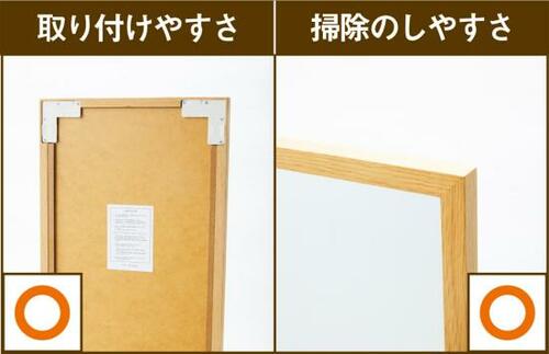 フレームにホコリがたまります無印の壁掛けミラー