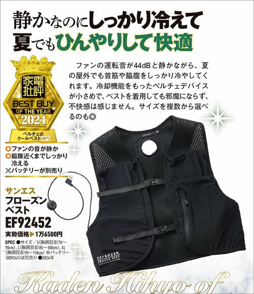 【家電批評2024ベストバイ】の記事一覧はこちら サンエス「フローズン ベスト EF92452」おすすめ イメージ2