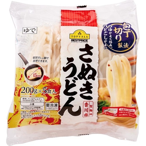 冷凍うどんおすすめ イオン トップバリュ さぬきうどん（包丁切り製法） イメージ