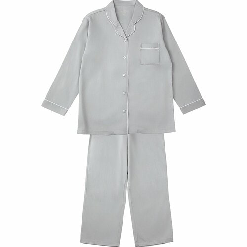 レディースパジャマおすすめ トップバリュ シャツパジャマサテン無地 長袖 ロングパンツ レディス イメージ1