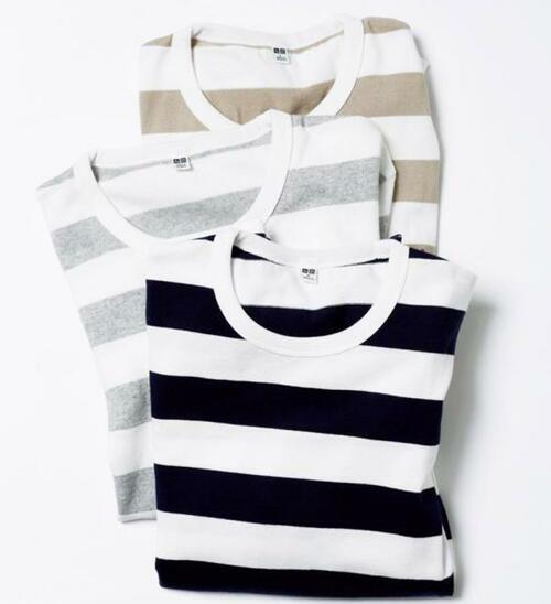 ユニクロ:ウオッシュボーダーT:長袖Tシャツ