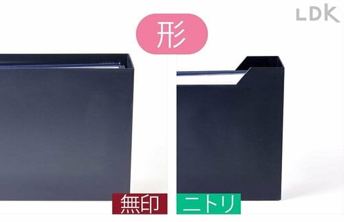 ファイルケースは横の形が違う 無印良品のダークグレーのファイルボックスおすすめ イメージ