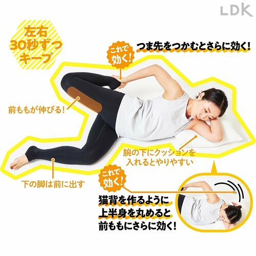 猫背を作るように上半身を丸めると前ももにさらに効く! イメージ