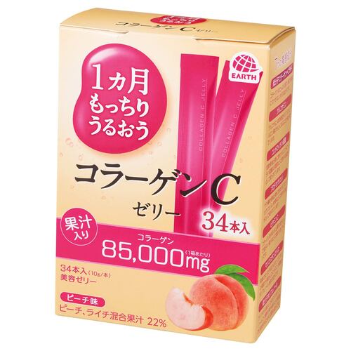 美容ゼリーおすすめ アース製薬 1ヵ月もっちりうるおう コラーゲンCゼリー ピーチ味 イメージ