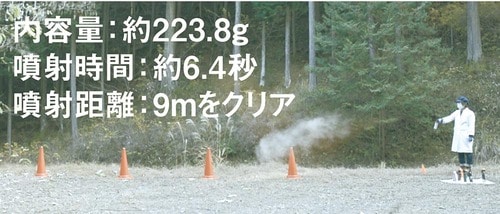噴射距離・範囲のテスト結果 クマ撃退スプレーおすすめ イメージ