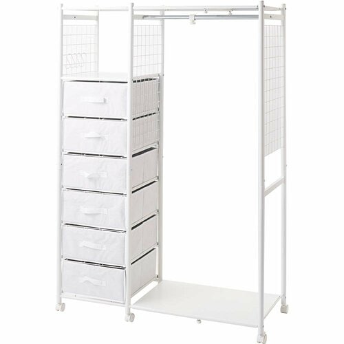 LOWYAの家具おすすめ LOWYA  [幅81-106.5] ハンガーラック 伸縮式 不織布 収納 引き出し付き 伸縮可能 スチール リビング イメージ