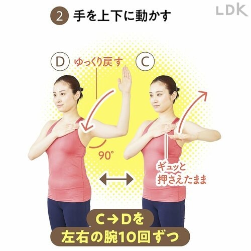 2:手を上下に動かす 初心者向けストレッチ用ポールおすすめ イメージ