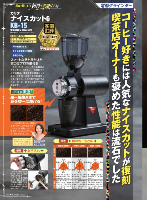 コーヒー好きには人気なナイスカットが復刻 カリタ「ナイスカットG KB-15」おすすめ イメージ