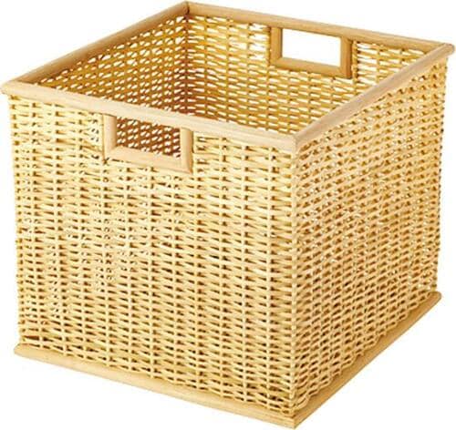 自然な色合いが素敵「ブリ材角型バスケット・特大」 イメージ