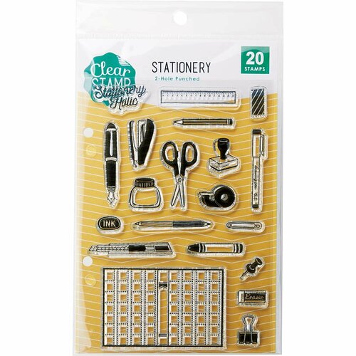 文具好きにはたまらない絵柄！ こどものかお「クリアスタンプシートT  ステーショナリー」 イメージ