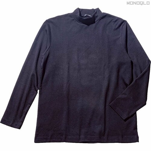 アイテム2：GU「ソフトコットンモックネックT（長袖）」 格安メンズファッションコーデおすすめ イメージ