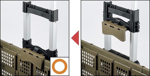 スライド式フックでコンテナを固定 イメージ