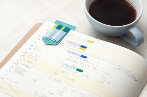 ①開始時刻がひと目でわかる マーカー付フィルム付箋紙 イメージ