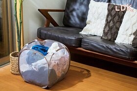 【カインズや無印で発見】「たたむの保留」の洗濯物の置き場、“メッシュかご”正解でした【LDK】