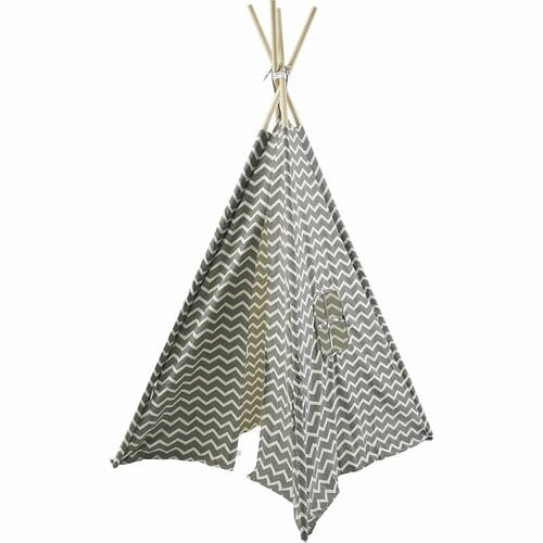中がしっかり隠れる ぼん家具「ナチュラル キッズテント シェブロン」 イメージ
