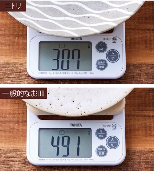 同じ直径の他のお皿と重さを比較してみました イメージ