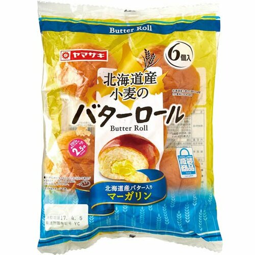 ヤマザキ:北海道小麦のバターロール 6個入り:ロールパン