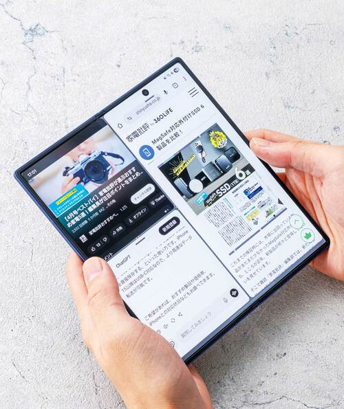 最大3画面まで同時に分割表示可能 折りたたみスマホおすすめ イメージ
