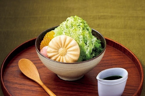 抹茶みつを使ったかき氷