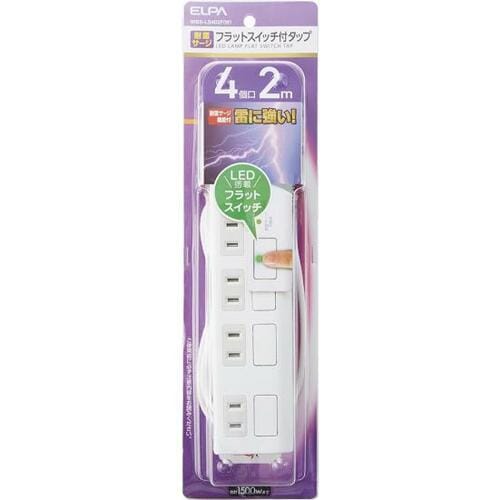 耐雷サージ付き！ELPA「耐雷サージ フラットスイッチ付タップ」 イメージ