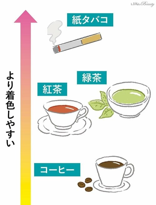 コーヒーより緑茶のほうが歯が着色しやすい? ホワイトニング歯磨き粉おすすめ イメージ