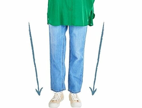 お悩み：すぼまったシルエットのパンツはひと昔前に見える イメージ
