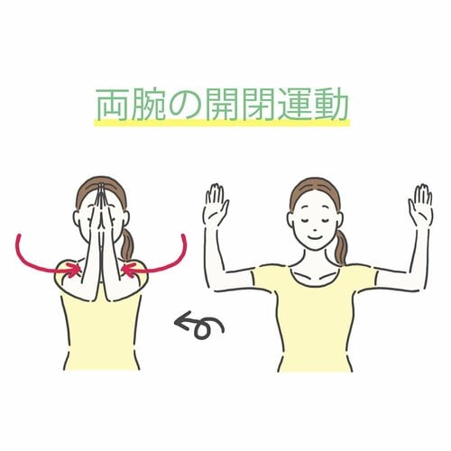 4.寝る前に布団の上で両腕の開閉運動 ストラップレスブラおすすめ イメージ