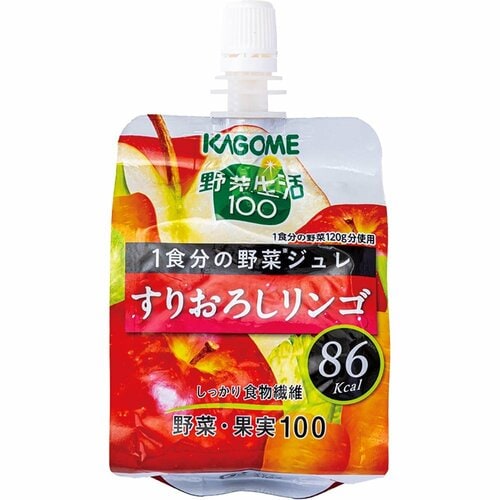 ゼリー飲料おすすめ カゴメ 野菜生活100 1食分の野菜ジュレ すりおろしリンゴ イメージ
