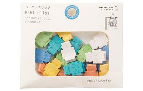 ミドリ:P-51クリップス ロボット 18個入り:文房具