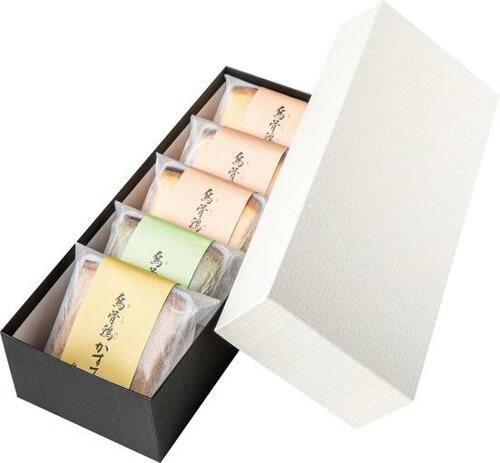烏鶏庵:烏骨鶏かすていら 個包装 3色 5個入り:和菓子