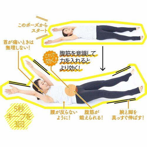 腹筋を意識して力を入れるとより効く！ ズボラストレッチおすすめ イメージ