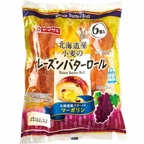 ヤマザキ:北海道小麦のレーズンバターロール 6個入り:ロールパン