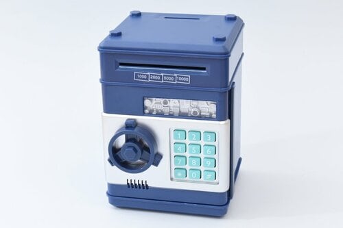 お札を折らずに投入できる フリースタイル 貯金箱 お札 硬貨 マイパーソナル ダイヤルロック式 イメージ